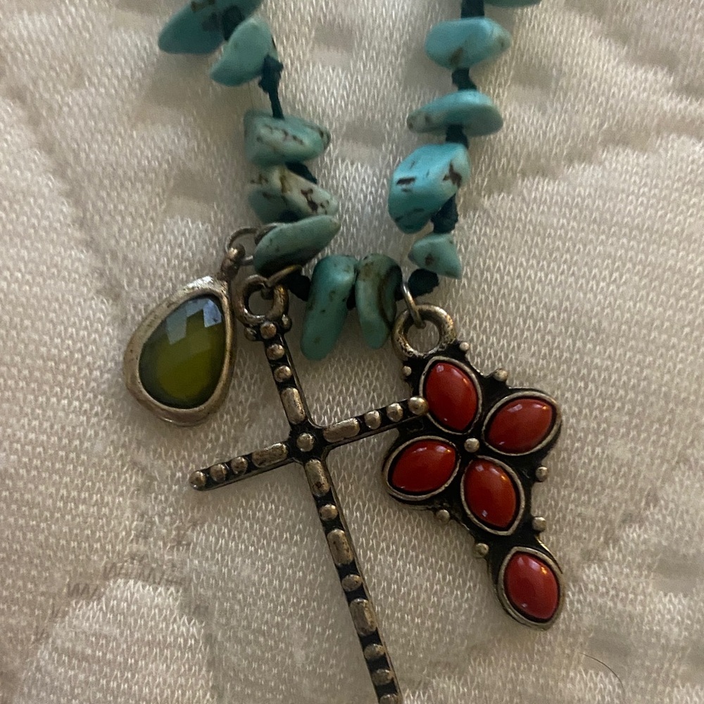 Lucky Brand Turquoise and Red Pendant Necklace - Picture 5 of 5